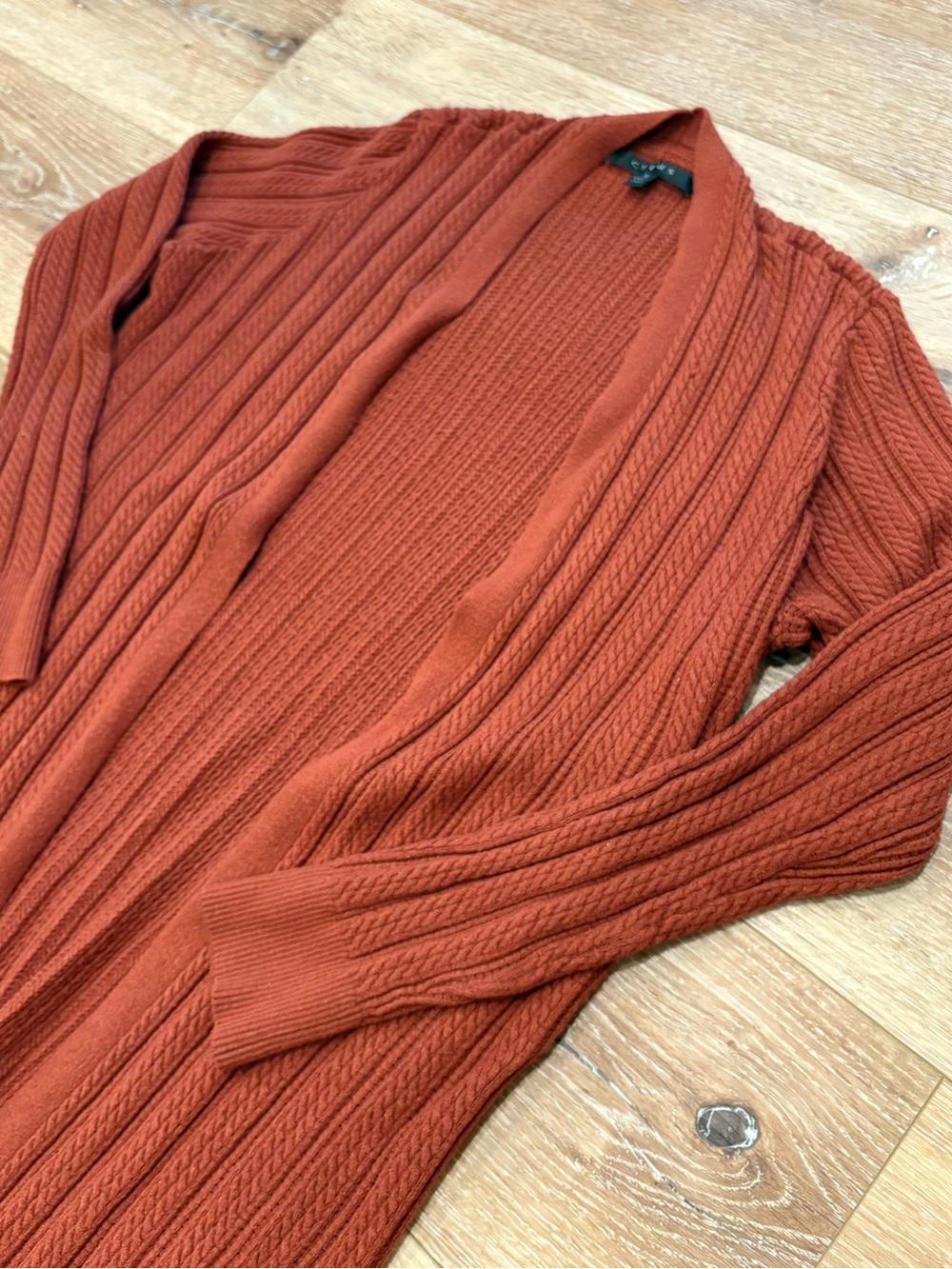 Women’s Cyrus Cozy Ribbed Open-Front Sweater Cardigan - Rust-size Small